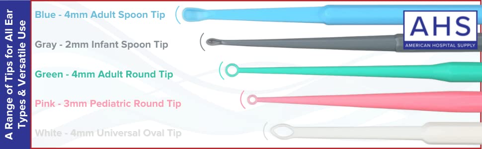 American Hospital Supply Ear Curettes | Ear Pick Wax Removal Tool Cleaner | Individually Wrapped Plastic Ear Cleaner Tools for Teens Adult Pack of 75 (15 of Each Tip Style) - Image 3
