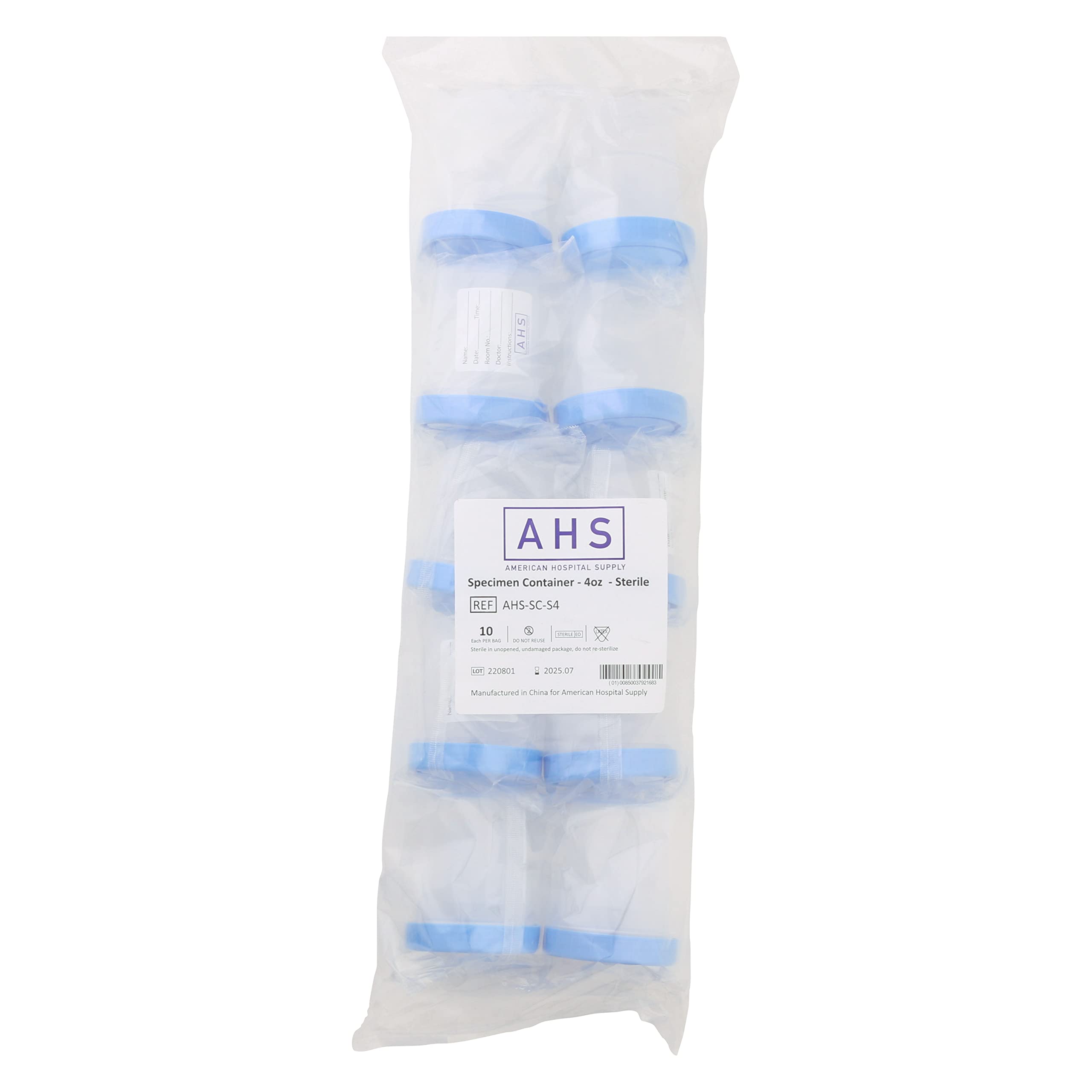 AHS American Hospital Supply Specimen Cups Single-Use Urine Sample Containers with Screw On Leak-Resistant Lid, ID Label | (Case of 100) 4 oz. - Image 4