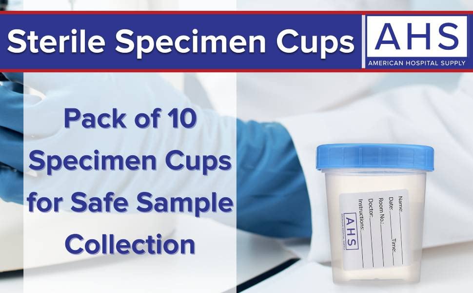 AHS American Hospital Supply Specimen Cups Single-Use Urine Sample Containers with Screw On Leak-Resistant Lid, ID Label | (Case of 100) 4 oz. - Image 5