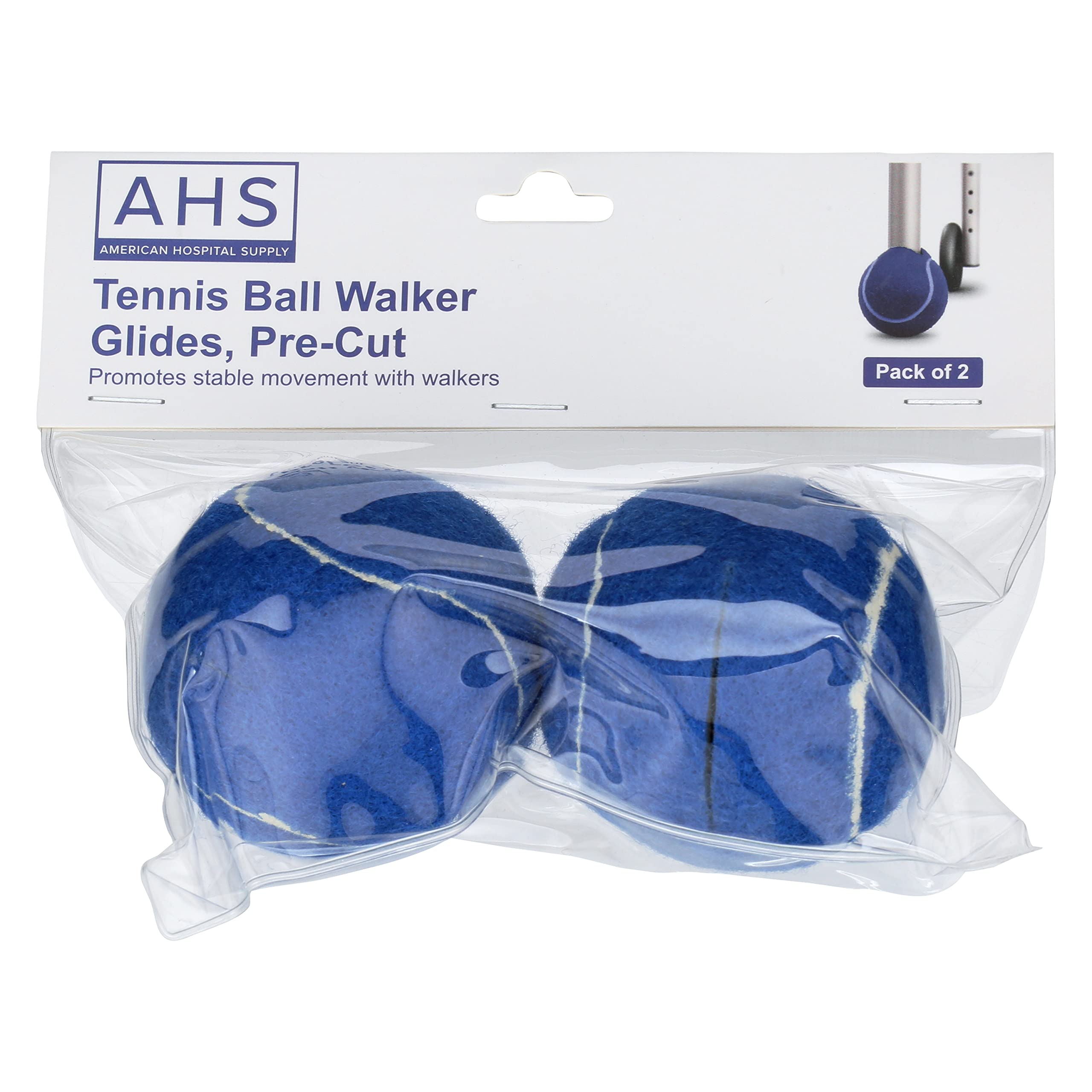 AHS American Hospital Supply Tennis Balls for Walker Legs | Tennis Balls for Walkers for Seniors Complete Support & Surface Protection | Pair of 2 Precut (Blue) - Image 3