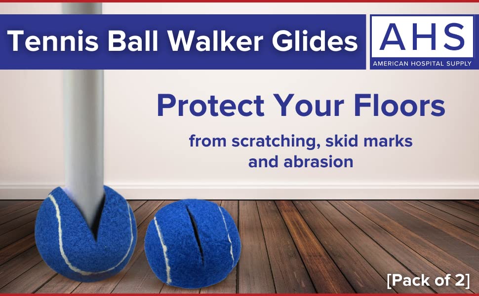 AHS American Hospital Supply Tennis Balls for Walker Legs | Tennis Balls for Walkers for Seniors Complete Support & Surface Protection | Pair of 2 Precut (Blue) - Image 6