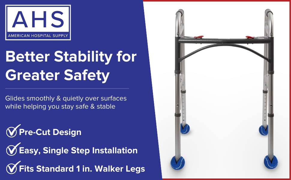 AHS American Hospital Supply Tennis Balls for Walker Legs | Tennis Balls for Walkers for Seniors Complete Support & Surface Protection | Pair of 2 Precut (Blue) - Image 7