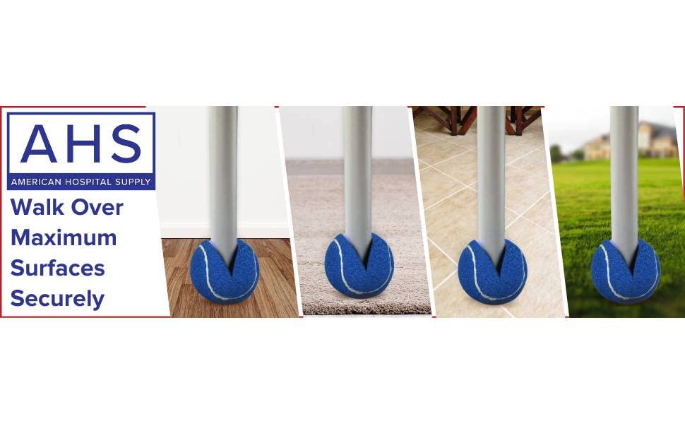 AHS American Hospital Supply Tennis Balls for Walker Legs | Tennis Balls for Walkers for Seniors Complete Support & Surface Protection | Pair of 2 Precut (Blue) - Image 8