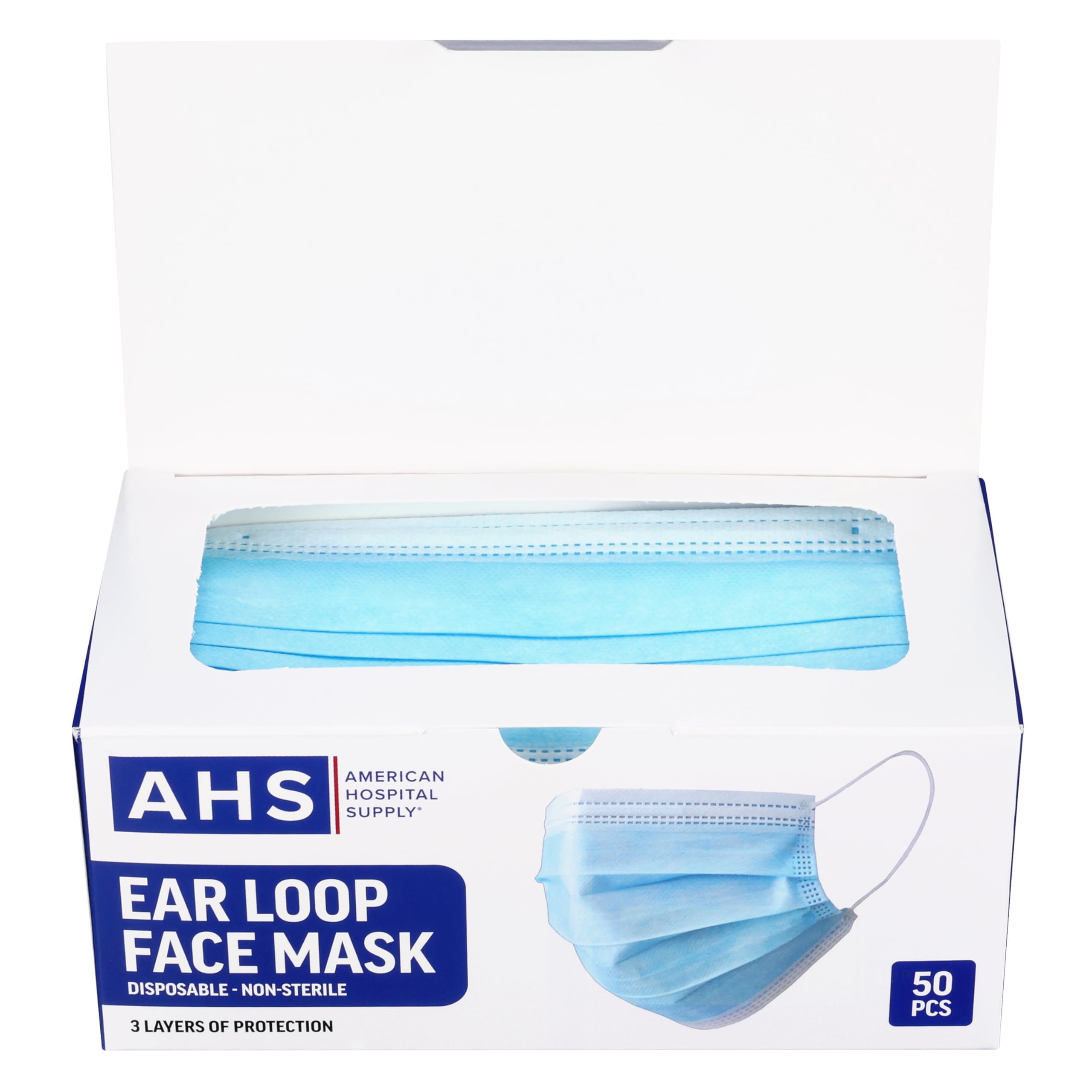 American Hospital Supply (AHS) Earloop Masks Disposable | Adult Face Covering | 3 Ply Disposable Face Mask (Box of 50) - Image 7
