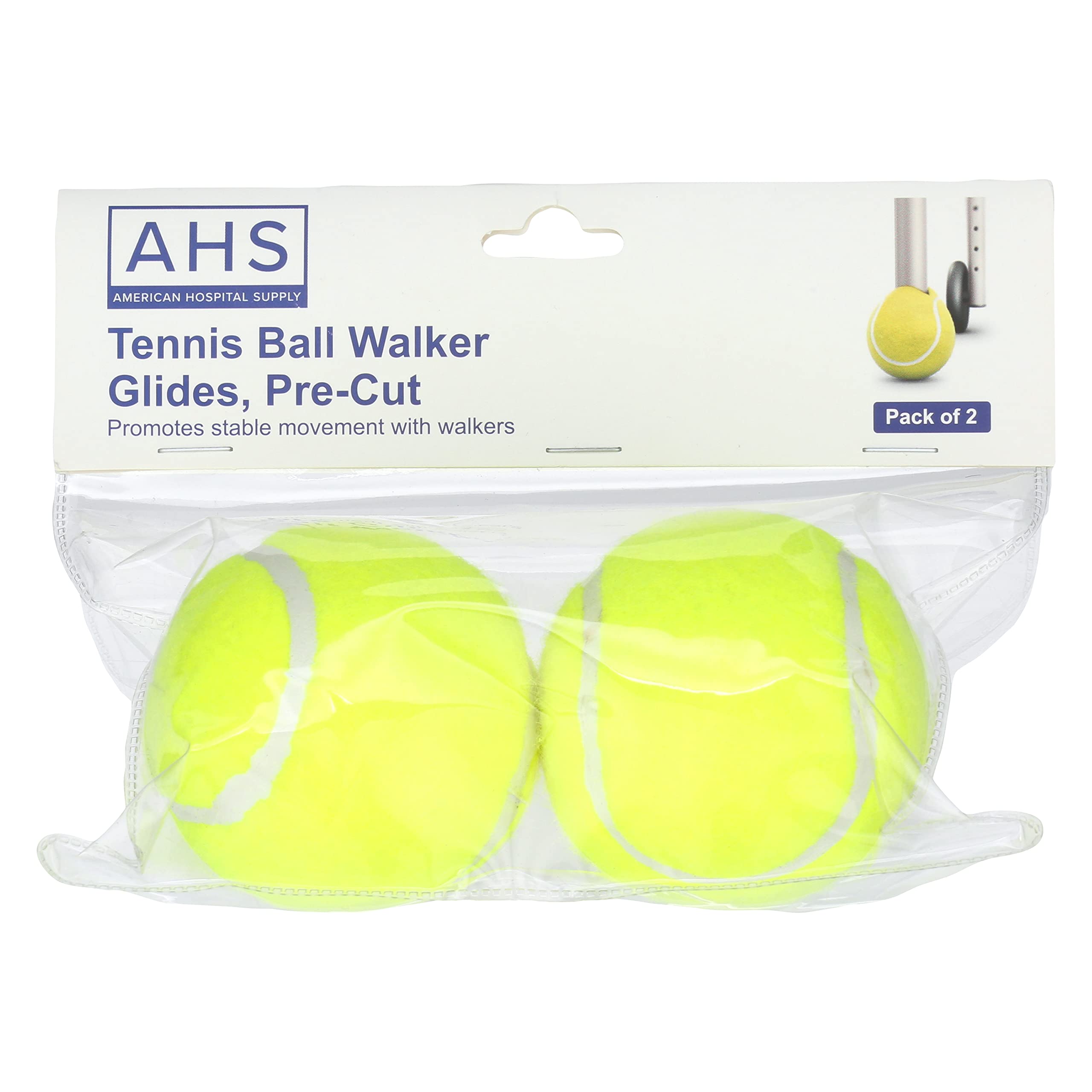 AMERICAN HOSPITAL SUPPLY AHS Tennis Balls for Walker Legs Tennis Balls for Walkers for Seniors Complete Support & Surface Protection | Pair of 2 Precut (Yellow) - Image 3