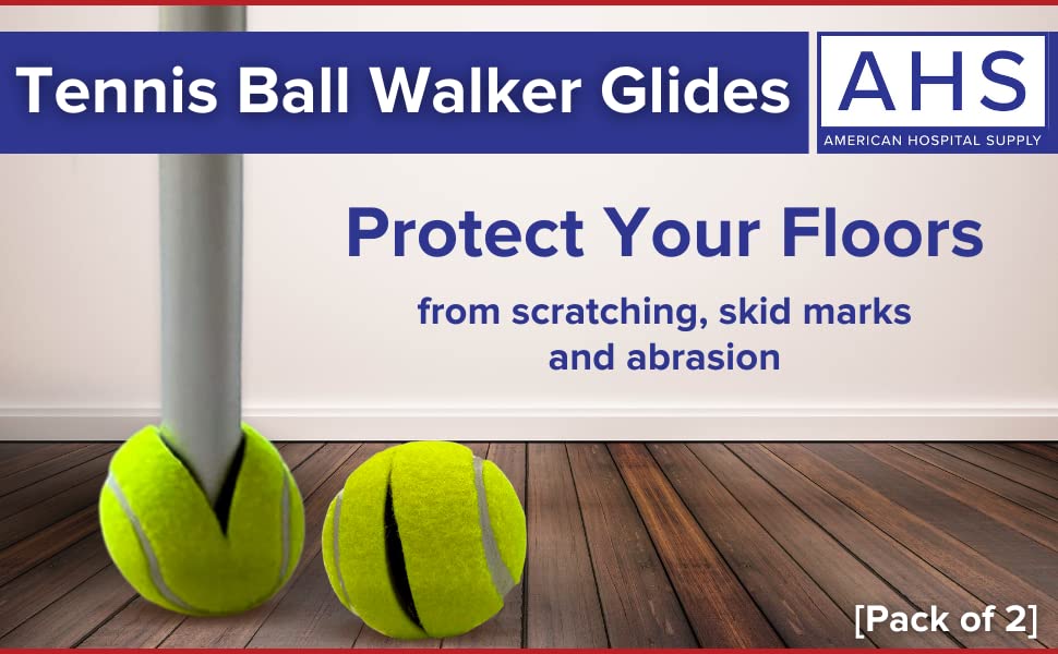 AMERICAN HOSPITAL SUPPLY AHS Tennis Balls for Walker Legs Tennis Balls for Walkers for Seniors Complete Support & Surface Protection | Pair of 2 Precut (Yellow) - Image 9