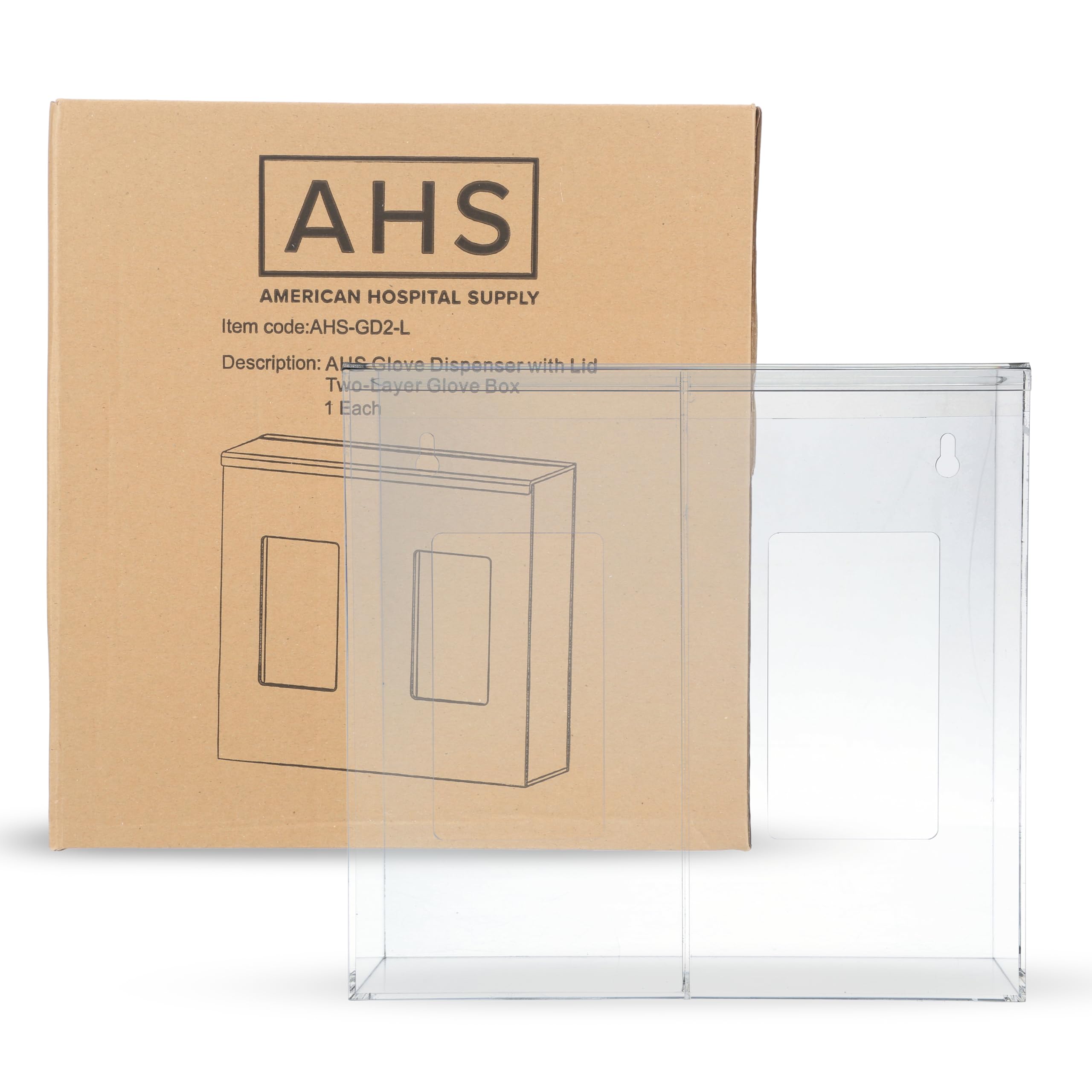 AMERICAN HOSPITAL SUPPLY Double Glove Dispenser with Lid [Pack of 1] – Clear Acrylic Wall Mount Holder with Screws for Gloves, Face Masks, Hairnets | Industrial & Scientific | 11.6 x 11.1 x 4.3 in - Image 4