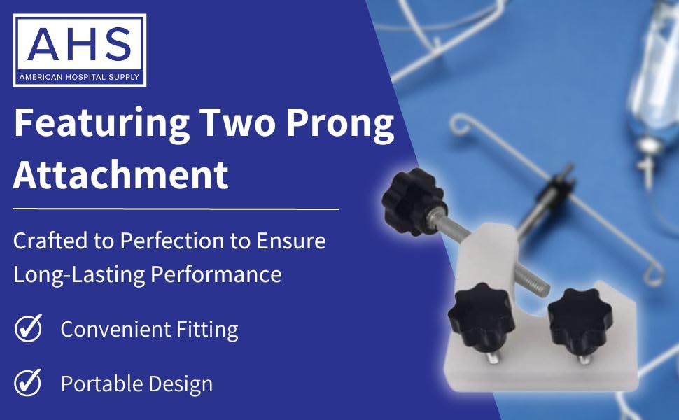 American Hospital Supply IV Pole Clamp | 3 Prong for IV Pole Attachment transducer Holder Connector Tighten The clamp - 2 Prong (3 in) - Image 6