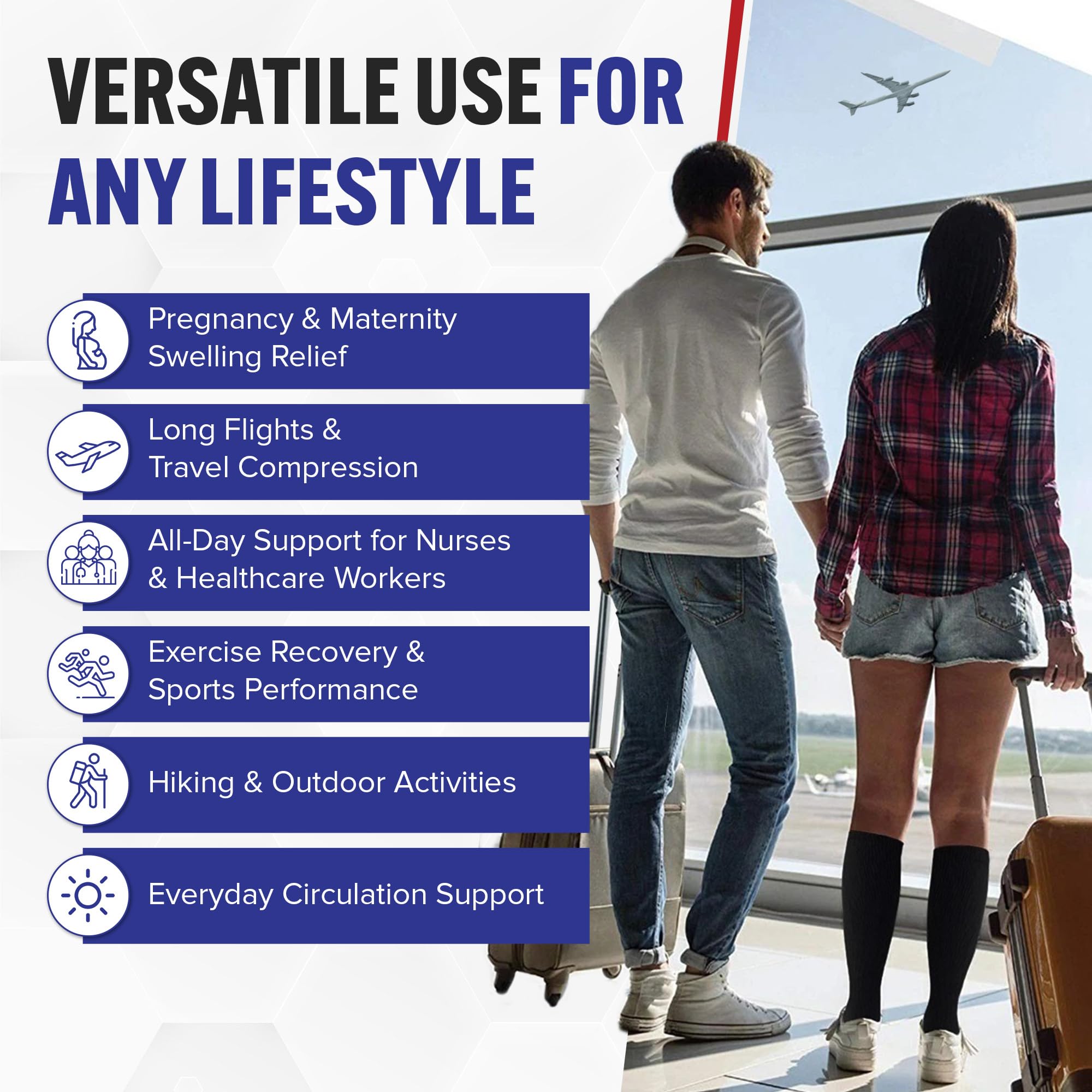 American Hospital Supply – Knee High Compression Socks – 15–20 mmHg, Black, X-Large – Medical Stockings for Daily Wear – Case of 264 Pairs (88 Packs of 3) - Image 4