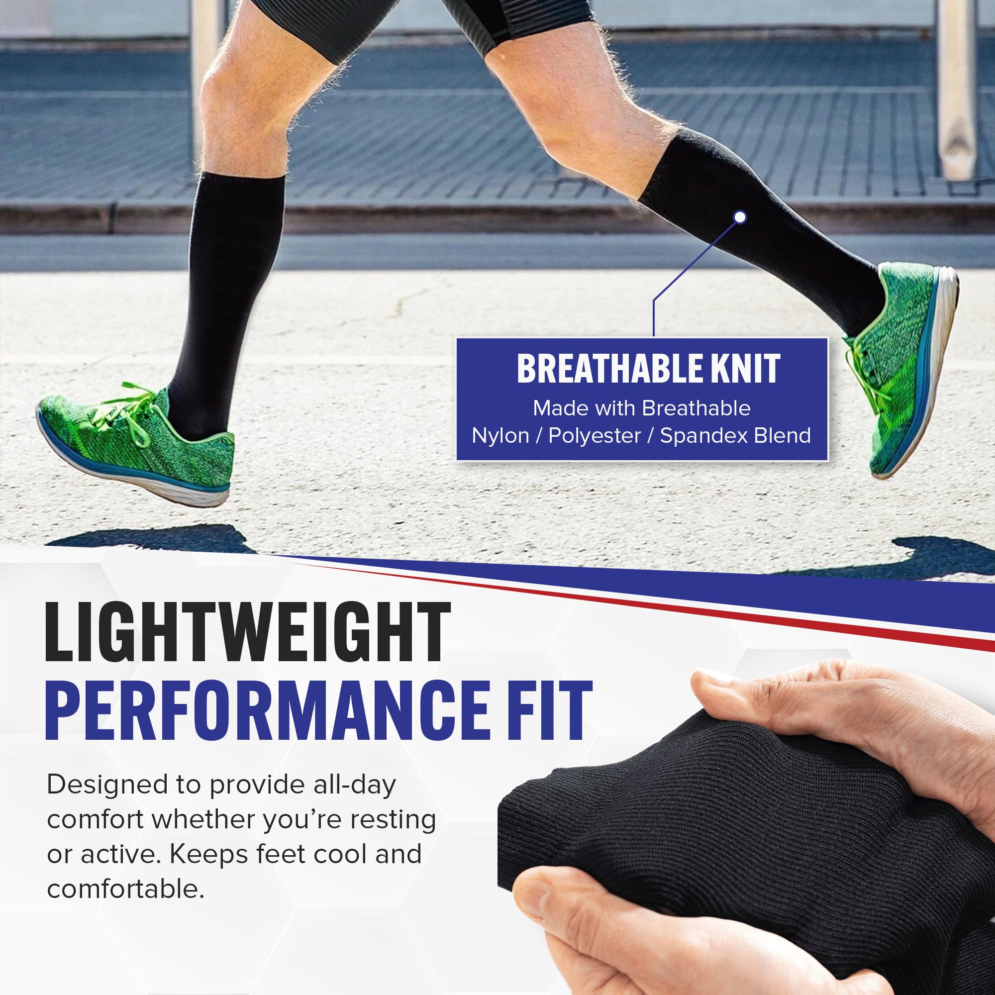 American Hospital Supply – Knee High Compression Socks – 15–20 mmHg, Black, X-Large – Medical Stockings for Daily Wear – Case of 264 Pairs (88 Packs of 3) - Image 6