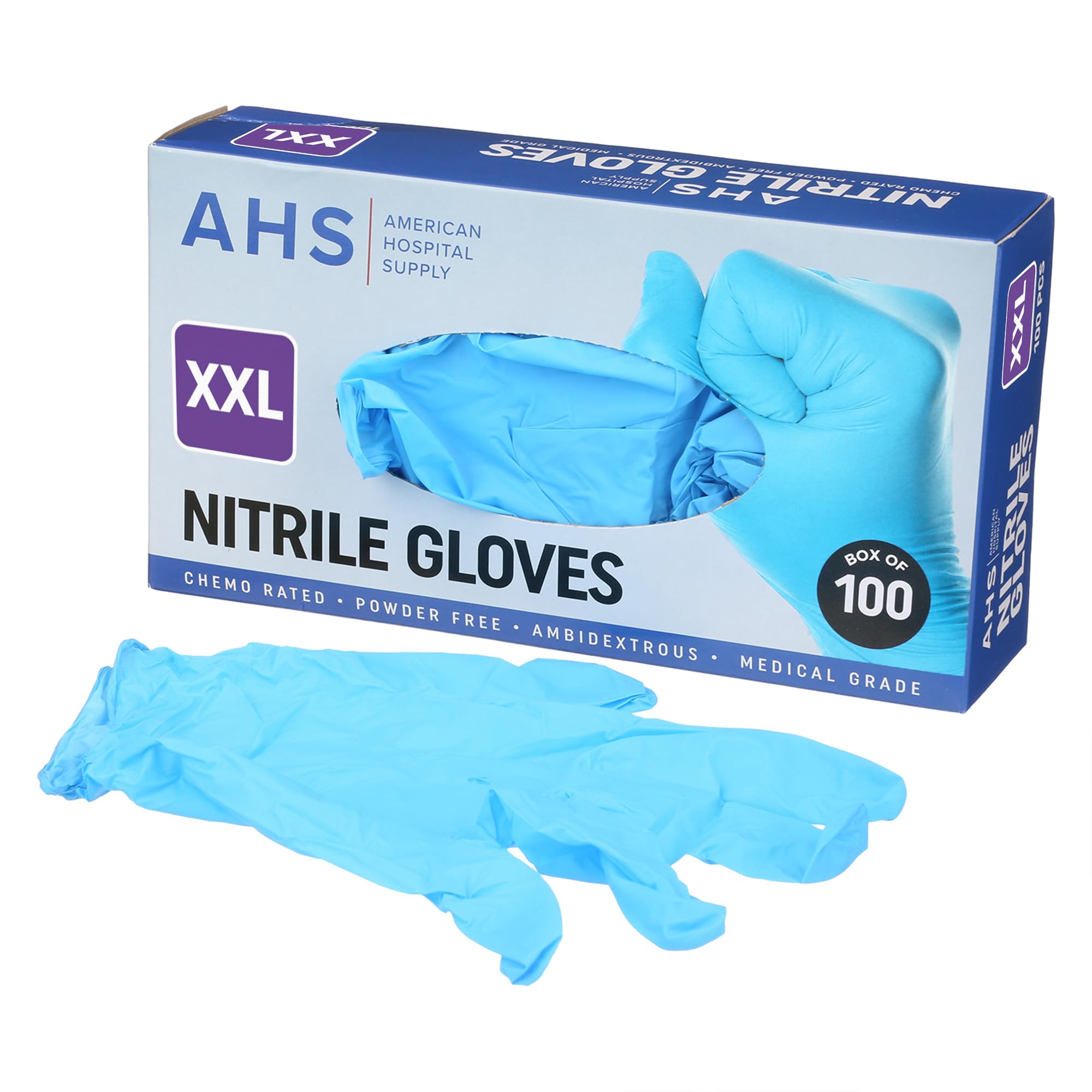 AMERICAN HOSPITAL SUPPLY Nitrile Gloves, Chemo-Rated Gloves Pack, Powder-Free, Medical-Grade, Examination Gloves - Image 3