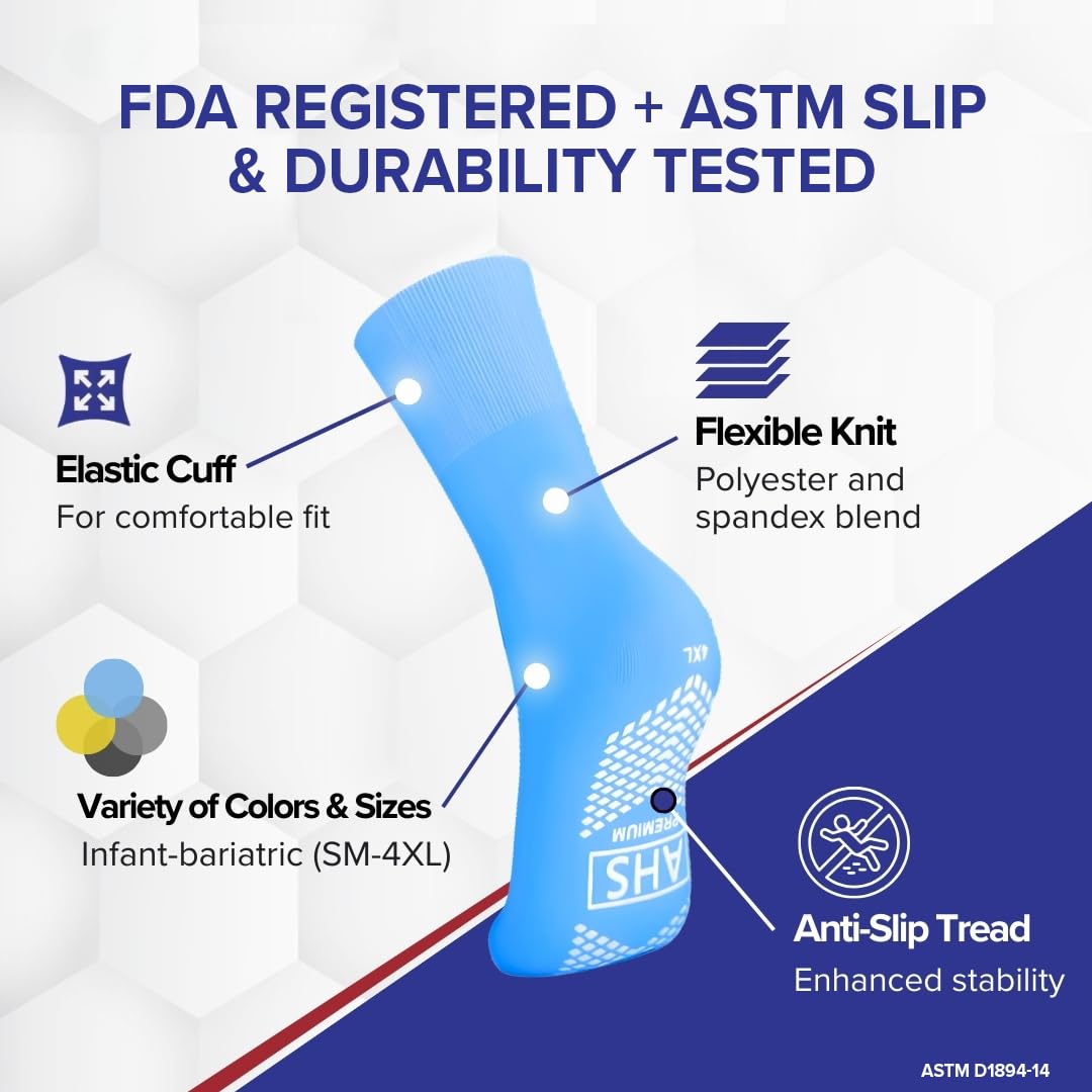 AMERICAN HOSPITAL SUPPLY Non-Slip Hospital Socks, Anti-Skid, Anti-Slip Gripper Socks for Medical or Home Use, 6 Pairs - Image 3