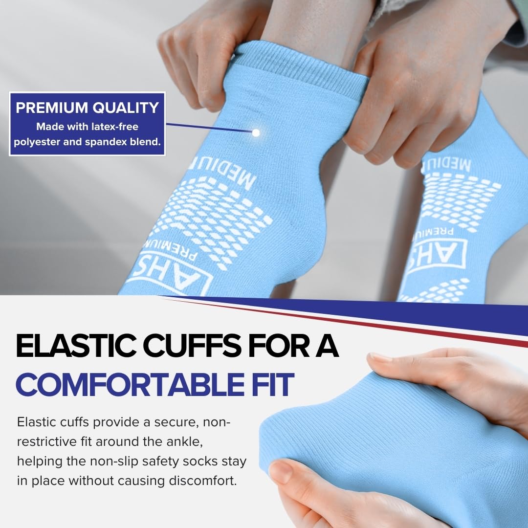 AMERICAN HOSPITAL SUPPLY Non-Slip Hospital Socks, Anti-Skid, Anti-Slip Gripper Socks for Medical or Home Use, 6 Pairs - Image 4