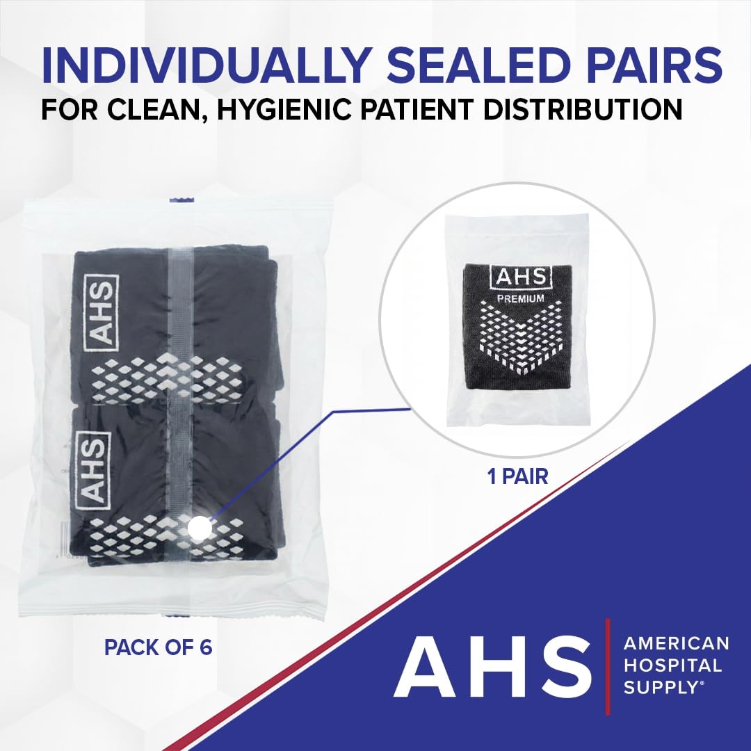 AMERICAN HOSPITAL SUPPLY Non-Slip Hospital Socks, Anti-Skid, Anti-Slip Gripper Socks for Medical or Home Use, Black, 6 Pairs - Image 8