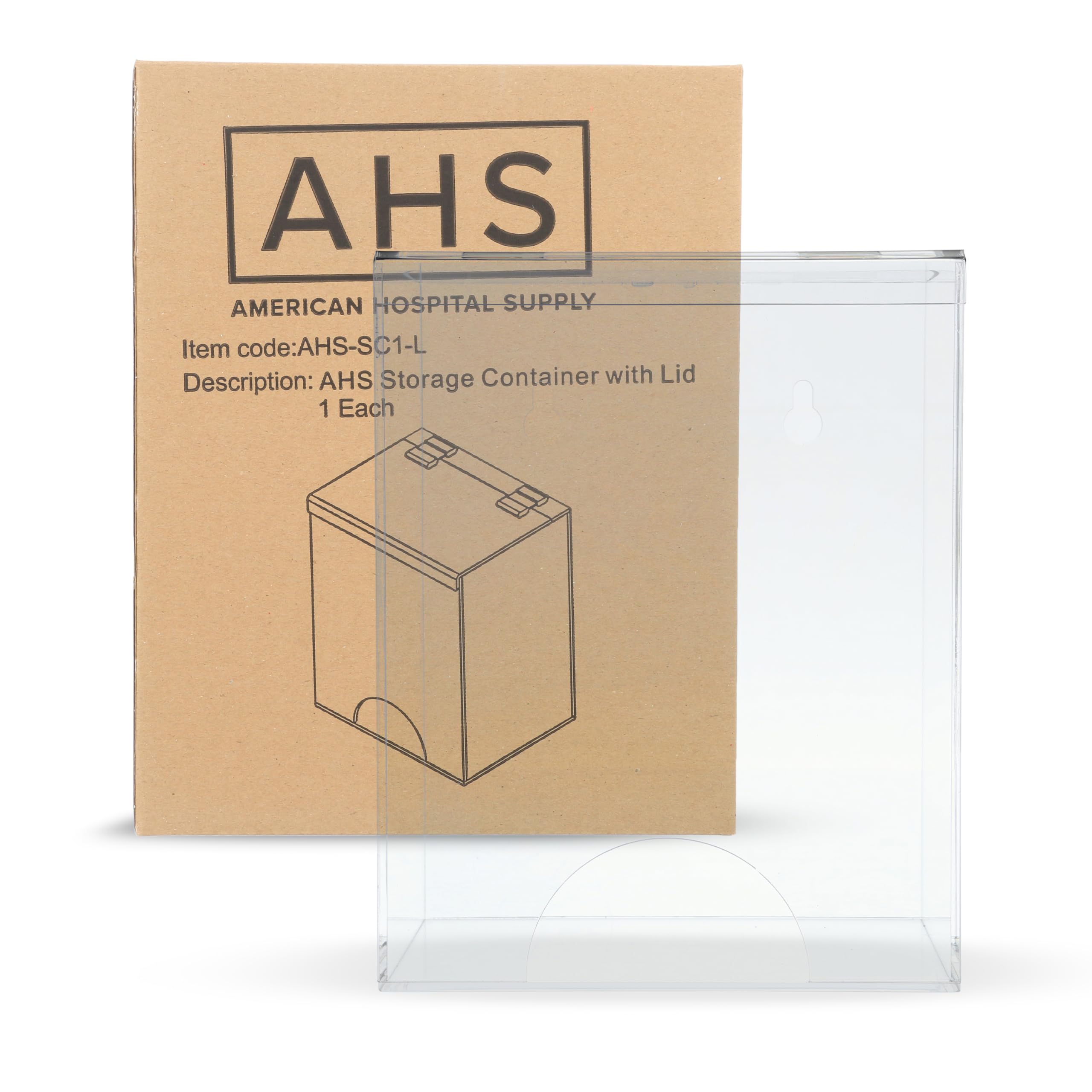 AMERICAN HOSPITAL SUPPLY Storage Container with Lid [Pack of 1] – Wall-Mount Acrylic Dispenser for Gloves, Face Masks, Hairnets | Clear Medical Organizer | 7.1" L x 5.5" W x 9.1" H - Image 5