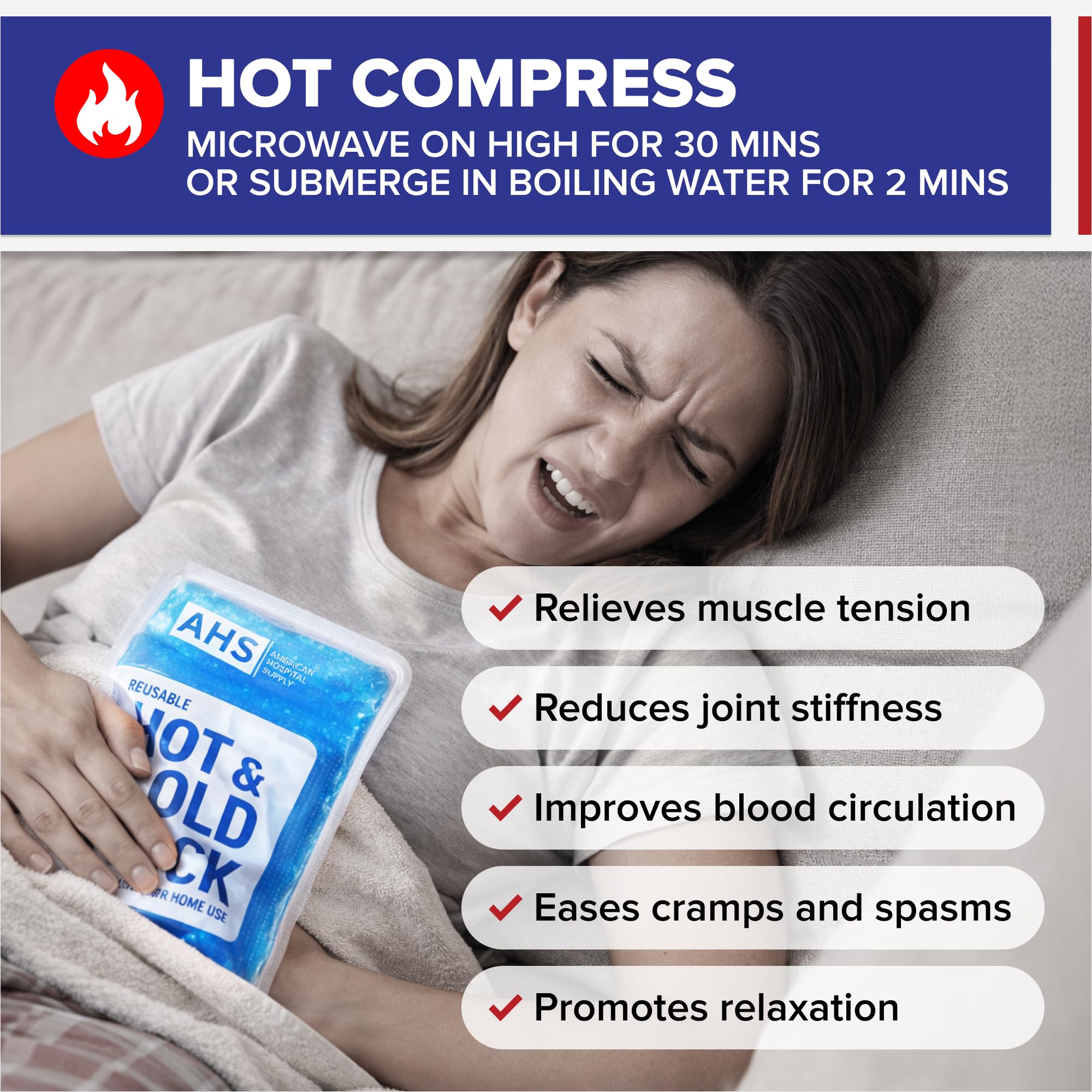 Reusable Ice Pack for Injuries, Hot & Cold Flexible Gel Pack for Knee, Shoulder & Back Pain Relief, Microwave & Freezer Safe, 2 Packs – American Hospital Supply - Image 3